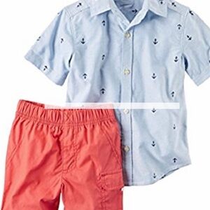 Carter’s Baby Boys Blue Anchor Shirt and Red Shorts Set 3 months